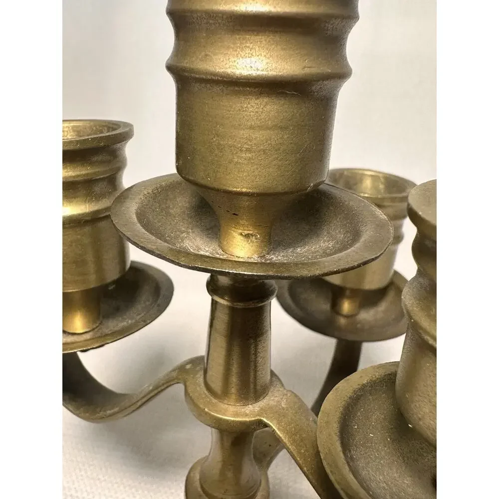 Solid Brass Candle Holder 5 Arm Vintage